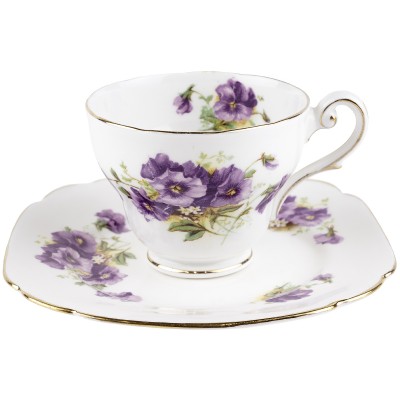 Чайная чашка и десертная тарелка "Анютины глазки". Royal Standard. Великобритания