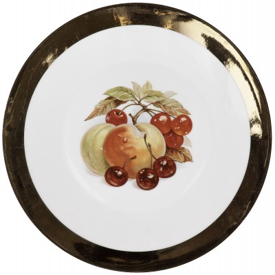 Декоративная тарелка "Персики и вишни", Фарфор. Bavaria, Германия, вторая половина 20 века