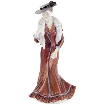 Статуэтка винтажная "Луиза", дама в красном с воротником из лисы, высота 20,5 см, Francesca, Великобритания, 1988 год