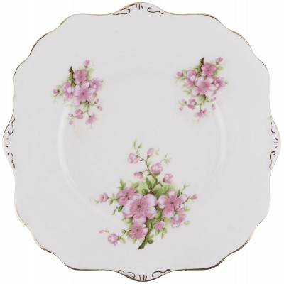 Блюдо тарелка для торта "Цветущая яблоня". Костяной фарфор, Великобритания, винтаж, вторая половина 20 века Блюдо тарелка для торта "Цветущая яблоня". Костяной фарфор, Великобритания, винтаж, вторая половина 20 века