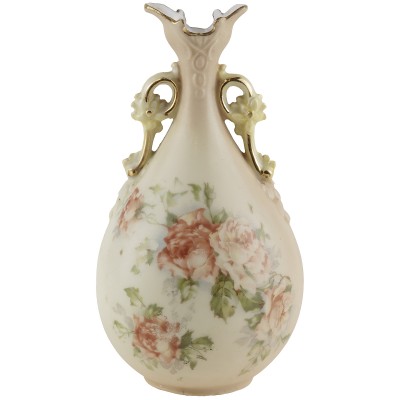 Ваза антикварная для одного цветка "Розы", Фарфор, Высота 15 см. Западная Европа, начало 20 века