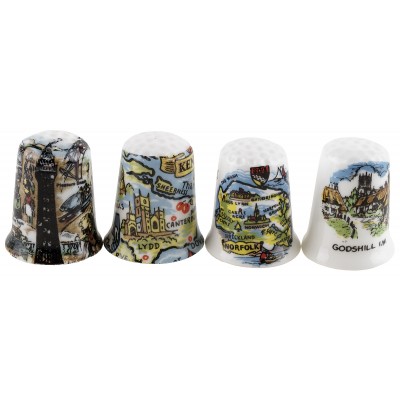 Комплект коллекционных наперстков, 4 шт. Фарфор, Великобритания, вторая половина 20 века Комплект коллекционных наперстков, 4 шт. Фарфор, Великобритания, вторая половина 20 века