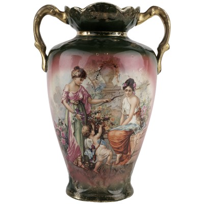 Ваза антикварная "Девушки и Амур", фарфор, высота 25 см, Великобритания, первая половина 20 века