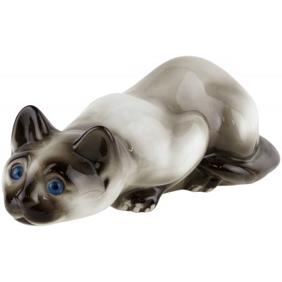 Статуэтка "Сиамский кот" большого размера, Фарфор, Высота 12,5 см, Alcoba, Португалия, конец 20 века Статуэтка "Сиамский кот" большого размера, Фарфор, Высота 12,5 см, Alcoba, Португалия, конец 20 века