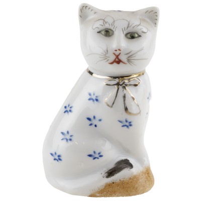 Статуэтка миниатюрная "Котик", Фарфор, Высота 7,5 см, Китай, винтаж, середина 20 века