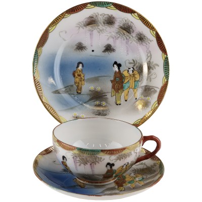 Чайное трио "В саду глициний", фарфор. Япония, винтаж, середина 20 века Чайное трио "В саду глициний", фарфор. Япония, винтаж, середина 20 века