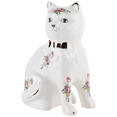Статуэтка "Кошка с бантом", Высота 17.5 см, Фарфор, Crown Staffordshire, Великобритания, винтаж, вторая половина 20 века Статуэтка "Кошка с бантом", Высота 17.5 см, Фарфор, Crown Staffordshire, Великобритания, винтаж, вторая половина 20 века