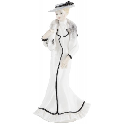 Статуэтка фарфоровая "Луиза", дама в белом с воротником из лисы, высота 20,5 см, винтаж, Francesca, Великобритания, 1989 год Статуэтка фарфоровая "Луиза", дама в белом с воротником из лисы, высота 20,5 см, винтаж, Francesca, Великобритания, 1989 год