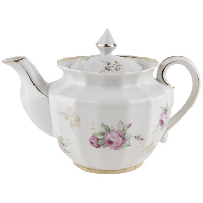 Чайник заварочный "Розы", фарфор, винтаж, Вербилки, СССР, 1954-1965 гг.