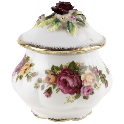 Шкатулка для мелочей "Cottage Rose". Английский фарфор, высота 9 см, Великобритания, винтаж, 1980-е гг. Шкатулка для мелочей "Cottage Rose". Английский фарфор, высота 9 см, Великобритания, винтаж, 1980-е гг.
