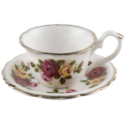 Миниатюрная чайная пара "Cottage Rose". Английский фарфор, высота 11 см, Великобритания, винтаж, 1980-е гг.