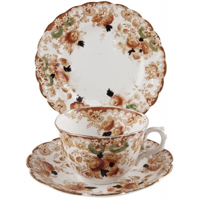 Чайное трио антикварное "Традиция. Имари", английский фарфор A.B.Jones, Великобритания, начало 20 века Чайное трио антикварное "Традиция. Имари", английский фарфор A.B.Jones, Великобритания, начало 20 века