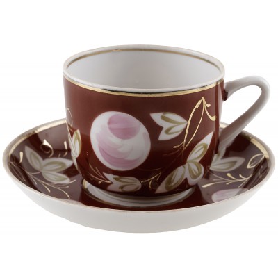 Чайная пара "Вишня", Фарфор, винтаж, Вербилки, СССР, 1965-1991 гг.(потертости) Чайная пара "Вишня", Фарфор, винтаж, Вербилки, СССР, 1965-1991 гг.(потертости)