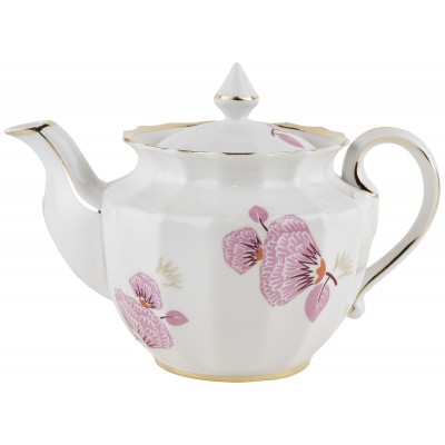 Чайник заварочный "Розовый цветок", фарфор, винтаж, Вербилки, СССР, 1954-1965 гг.