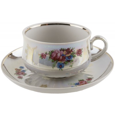 Чайная пара "Лето", фарфор, винтаж, Дулево, Россия, 1995 год