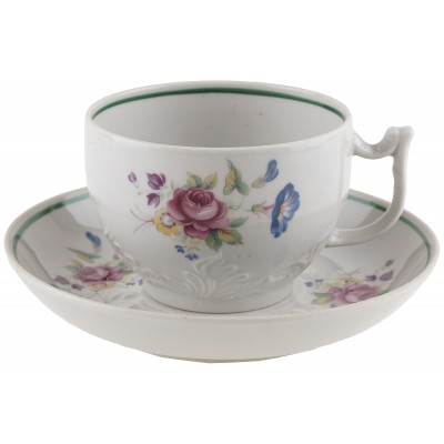 Чайная пара "Мейсенский букет", фарфор, винтаж, Дмитровский фарфоровый завод (Вербилки), СССР, 1965-1991 гг. (трещина) Чайная пара "Мейсенский букет", фарфор, винтаж, Дмитровский фарфоровый завод (Вербилки), СССР, 1965-1991 гг. (трещина)