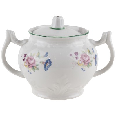 Сахарница "Мейсенский букет", фарфор, винтаж, Дмитровский фарфоровый завод (Вербилки), СССР, 1965-1991 гг. Сахарница "Мейсенский букет", фарфор, винтаж, Дмитровский фарфоровый завод (Вербилки), СССР, 1965-1991 гг.