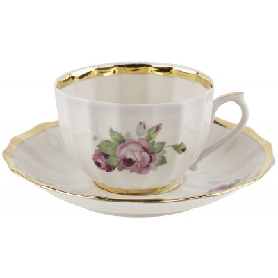 Чайная пара "Розы", Фарфор, винтаж, Вербилки, СССР, 1950-е гг.