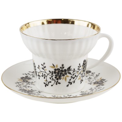 Чайная пара "Ночной сад", Фарфор, винтаж, ЛФЗ, Россия, конец 20 века Чайная пара "Ночной сад", Фарфор, винтаж, ЛФЗ, Россия, конец 20 века