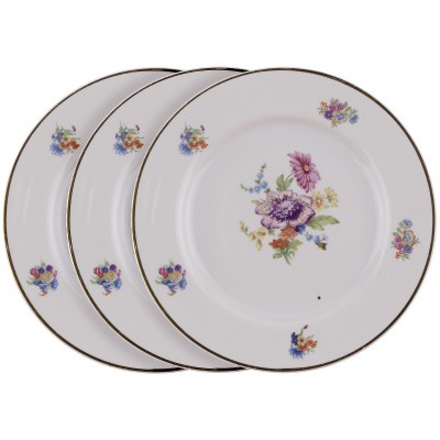 Набор тарелок "Букет", 3 шт, фарфор, винтаж, завод "Пролетарий", СССР, 1967-1975 гг.(с нюансами)