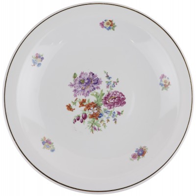 Блюдо "Букет", Фарфор, диаметр 28 см, винтаж, завод "Пролетарий", СССР, 1967-1975 гг. Блюдо "Букет", Фарфор, диаметр 28 см, винтаж, завод "Пролетарий", СССР, 1967-1975 гг.