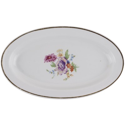 Блюдо овальное "Букет", Фарфор,  винтаж, завод "Пролетарий", СССР, 1967-1975 гг.