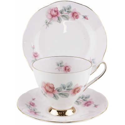 Чайное трио "Роза Пинк Роуз". Английский фарфор. Elizabethan, Великобритания, винтаж, вторая половина 20 века Чайное трио "Роза Пинк Роуз". Английский фарфор. Elizabethan, Великобритания, винтаж, вторая половина 20 века