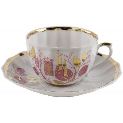 Чайная пара "Золотые сережки", фарфор, винтаж, Вербилки, СССР, 1965-1991 гг. Чайная пара "Золотые сережки", фарфор, винтаж, Вербилки, СССР, 1965-1991 гг.