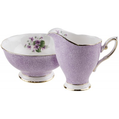 Сахарница и молочник "Фиалки", английский фарфор Royal Standard, Великобритания, винтаж, 1970-е гг. Сахарница и молочник "Фиалки", английский фарфор Royal Standard, Великобритания, винтаж, 1970-е гг.