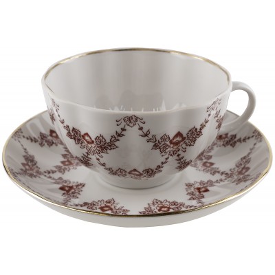 Чайная пара "Гирлянды", Фарфор, винтаж, ЛФЗ, СССР, 1970-1986 гг. Чайная пара "Гирлянды", Фарфор, винтаж, ЛФЗ, СССР, 1970-1986 гг.