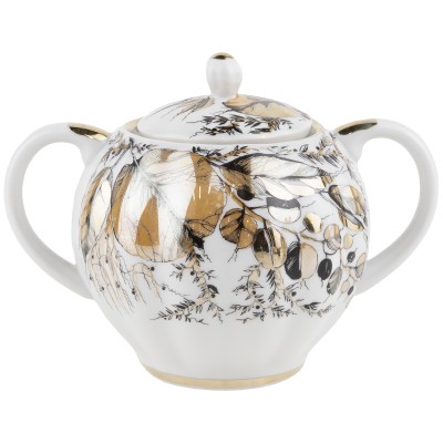 Сахарница "Золотая осень". Фарфор, винтаж, ЛФЗ, СССР, вторая половина 20 века Сахарница "Золотая осень". Фарфор, винтаж, ЛФЗ, СССР, вторая половина 20 века