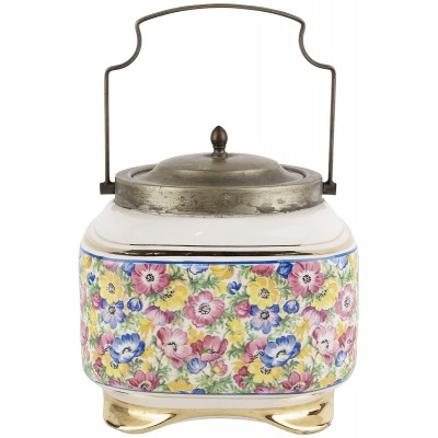 Банка с крышкой антикварная, бисквитница Фарфор, Великобритания, первая половина 20 века Банка с крышкой антикварная, бисквитница Фарфор, Великобритания, первая половина 20 века