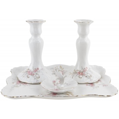 Набор дамский для туалетного столика, антиквариат, 4 предмета. Фарфор Limoges, Франция, конец 19 века Набор дамский для туалетного столика, антиквариат, 4 предмета. Фарфор Limoges, Франция, конец 19 века