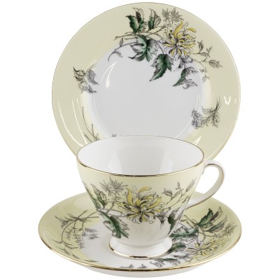 Чайное трио антикварное "Желтая хризантема". Английский фарфор. Royal Grafton, Великобритания, середина 20 века (нюанс) Чайное трио антикварное "Желтая хризантема". Английский фарфор. Royal Grafton, Великобритания, середина 20 века (нюанс)