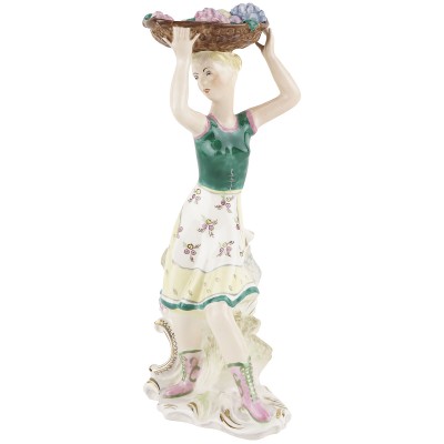 Статуэтка "Осень. Девушка с корзиной фруктов". Фарфор. Высота 21,5 см. Wedgwood Enoch, Великобритания, винтаж, середина 20 века Статуэтка "Осень. Девушка с корзиной фруктов". Фарфор. Высота 21,5 см. Wedgwood Enoch, Великобритания, винтаж, середина 20 века