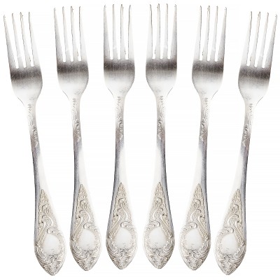 Набор больших столовых вилок, 6 шт, мельхиор, Киевский завод им. Дзержинского ЗиД, СССР, 1974-1984 гг. Набор больших столовых вилок, 6 шт, мельхиор, Киевский завод им. Дзержинского ЗиД, СССР, 1974-1984 гг.