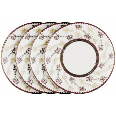 Набор десертных тарелок "Розочки", 4 шт, фарфор, винтаж, ЛФЗ, СССР, конец 20 века (нюансы) Набор десертных тарелок "Розочки", 4 шт, фарфор, винтаж, ЛФЗ, СССР, конец 20 века (нюансы)