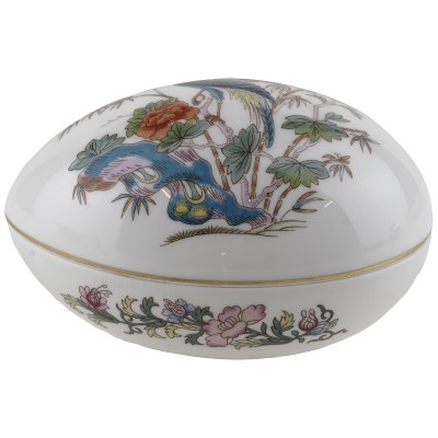 Шкатулка для мелочей "Kutani Crane" в форме яйца. Фарфор Wedgwood, Великобритания, винтаж, конец ХХ века Шкатулка для мелочей "Kutani Crane" в форме яйца. Фарфор Wedgwood, Великобритания, винтаж, конец ХХ века
