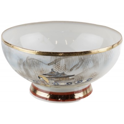 Конфетница, сахарница антикварная "Прогулка по саду". Фарфор, ручная роспись. Япония, середина 20 века Конфетница, сахарница антикварная "Прогулка по саду". Фарфор, ручная роспись. Япония, середина 20 века