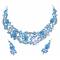 Комплект "Голубые розы": ожерелье и серьги-пусеты от Arrina. Австрийские кристаллы голубого цвета,  кристаллы Aurora Borealis, акрил, голубая эмаль, бижутерный сплав серебряного тона. Гонконг, 2005 год. вид 2