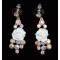 Комплект "Белые розы" от Arrina: ожерелье и серьги-пусеты. Акрил белого цвета, кристаллы  Aurora Borealis, бижутерный сплав золотого тона. Гонконг, 2005. вид 3