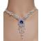 Комплект "Венера" от Arrina: ожерелье и серьги-пусеты. Кристаллы сапфирового цвета, прозрачные стразы, бижутерный сплав серебряного тона. Гонконг, 2005. вид 4