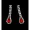 Комплект "Рубиновые капли" от Arrina: ожерелье и серьги-пусеты. Кристаллы рубинового цвета, прозрачные стразы, бижутерный сплав серебряного тона. Гонконг, 2000-е гг.. вид 2