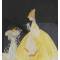 Рисунок "Дама в желтом платье". Акварель, дерево , стекло. Западная Еворопа, конец ХIX века. вид 2