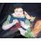 Картина "Дети". Живопись в стиле "cristolian", стекло, дерево. Размер 51 х 34 см. Западная Европа, первая половина ХХ века. вид 2