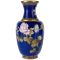 Винтажная ваза "Хризантемы на синем". Высота 25,5 см. Латунь, эмаль клуазоне. Китай, середина 20 века. вид 3