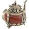 Декоративный тибетский чайник, оникс, металл, вторая половина 20 века. Китай. вид 2