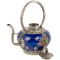 Декоративный тибетский чайник, фарфор, синий, вторая половина 20 века. Китай. вид 1