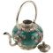 Декоративный тибетский чайник, фарфор, зеленый, вторая половина 20 века. Китай. вид 1